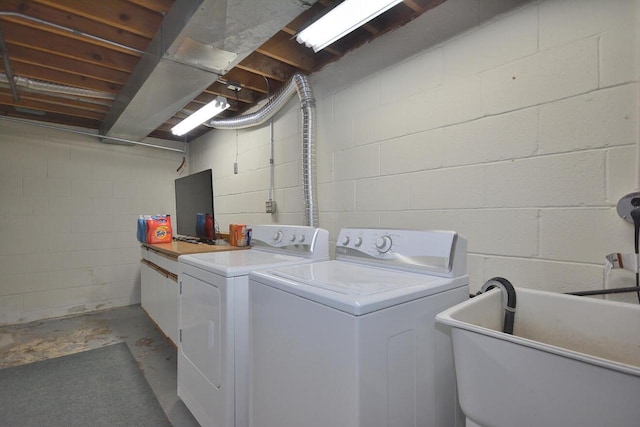 laundry area featuring separate washer and dryer and sink