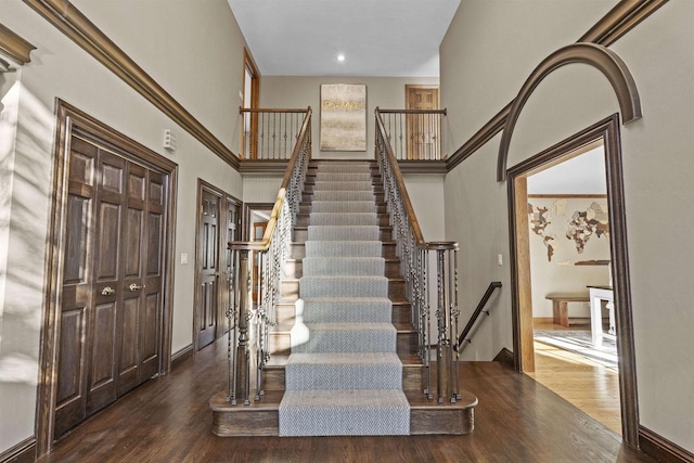 foyer entrance featuring dark hardwood / wood-style flooring