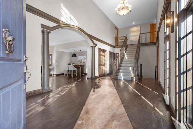 entryway featuring decorative columns