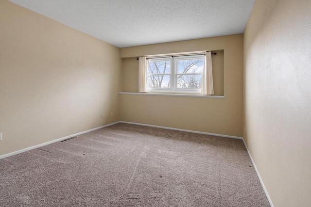 spare room featuring a textured ceiling and carpet flooring