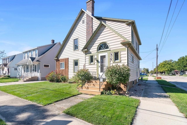 view of property with a front lawn