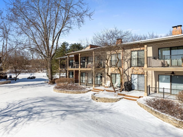 view of snow covered building