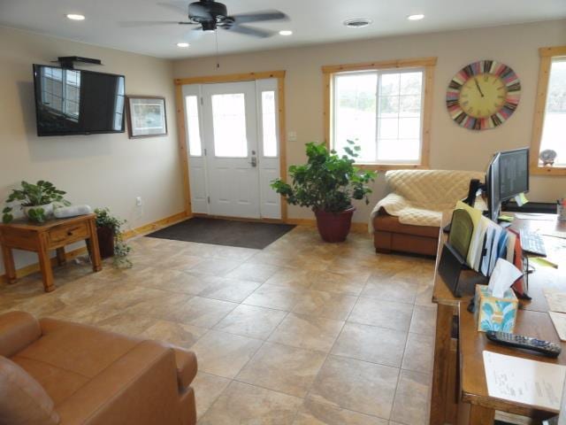 N8621 5th Rd, Westfield, WI 53964 - living room with ceiling fan