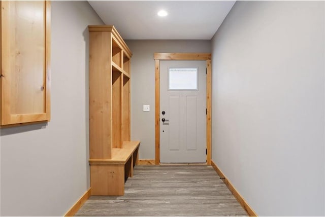 mudroom with light wood-type flooring