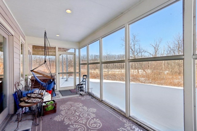 view of unfurnished sunroom