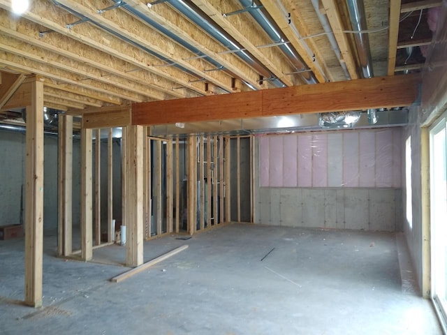 view of unfinished basement