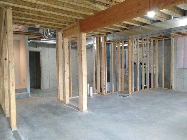 view of unfinished basement