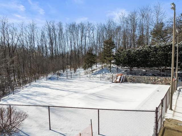 view of yard layered in snow