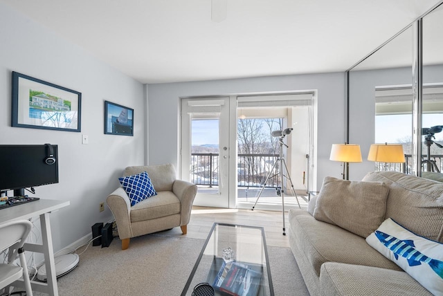 living room with french doors