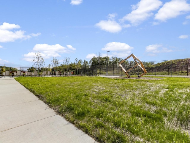 view of home's community with a yard