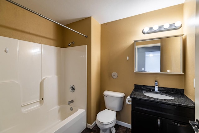 full bathroom featuring vanity, toilet, and bathing tub / shower combination