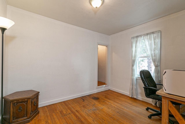 office area featuring light hardwood / wood-style flooring