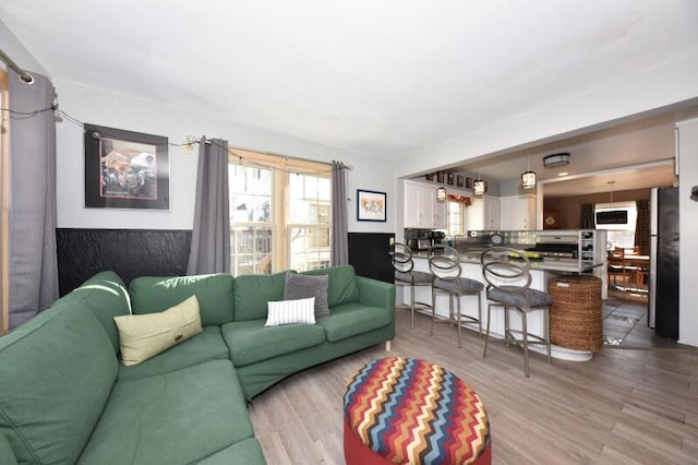 living room with light wood-type flooring