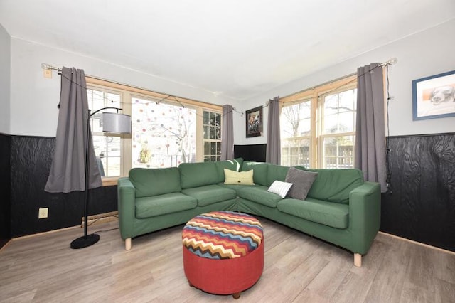 living room featuring light wood-type flooring