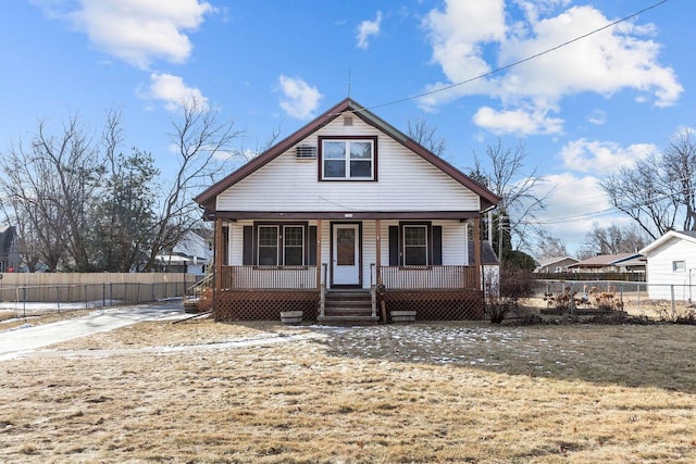 bungalow featuring a porch