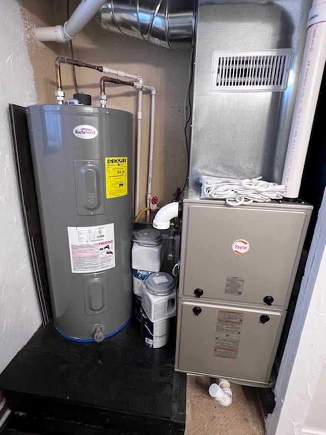 utilities with electric water heater and heating unit