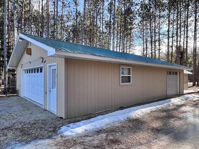 view of detached garage