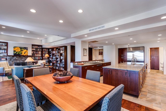 dining space with sink