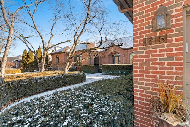 view of yard covered in snow