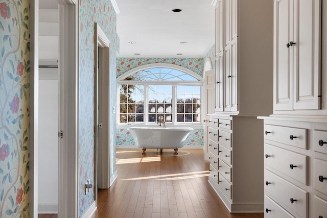 hallway with dark hardwood / wood-style floors