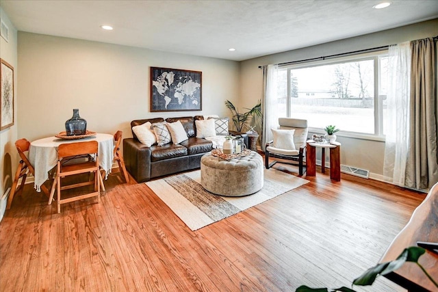 living room featuring light hardwood / wood-style flooring