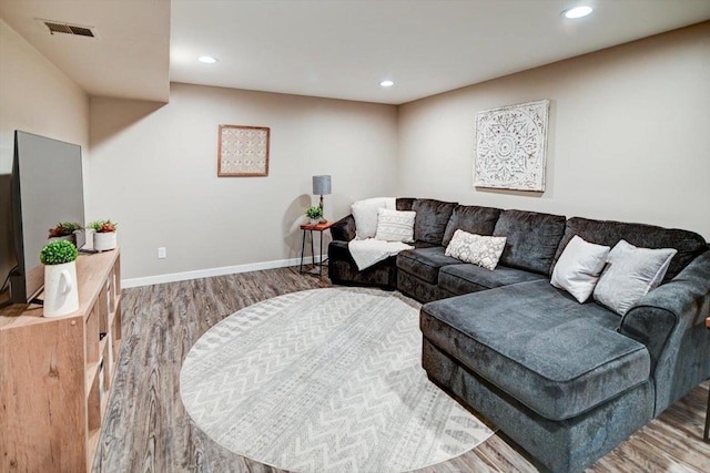 living room with wood-type flooring