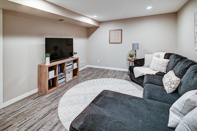 living room featuring wood-type flooring