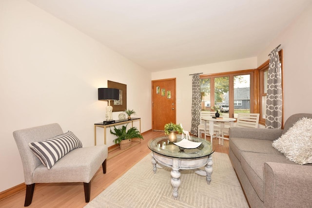 living room with hardwood / wood-style flooring