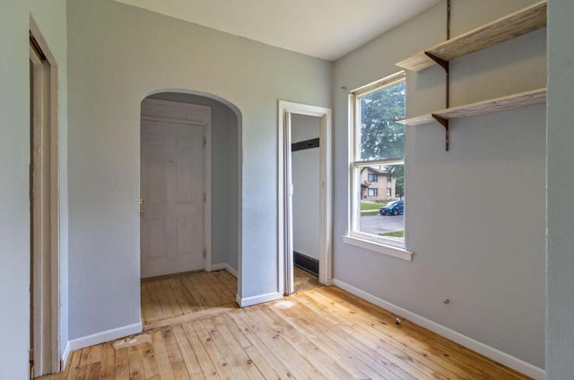 unfurnished bedroom with light hardwood / wood-style flooring