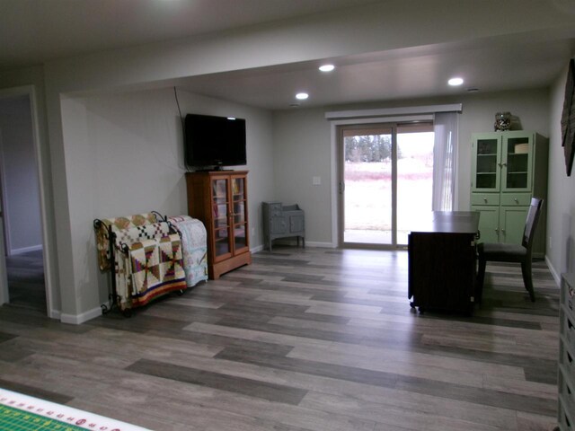 interior space with hardwood / wood-style flooring