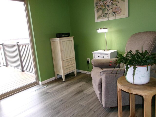 living area featuring light wood-type flooring