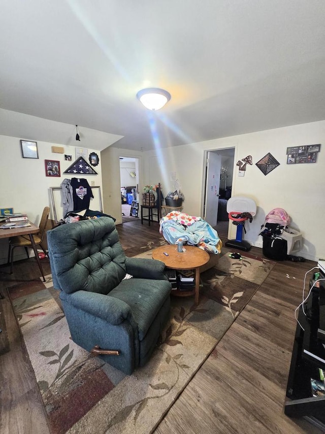 living room featuring dark hardwood / wood-style floors