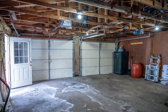 garage with a garage door opener