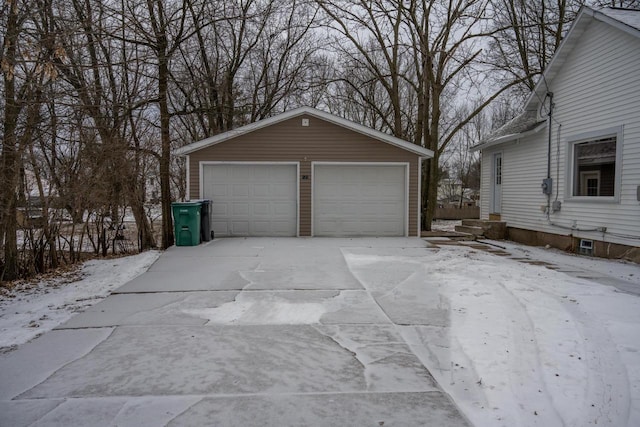 view of snow covered garage