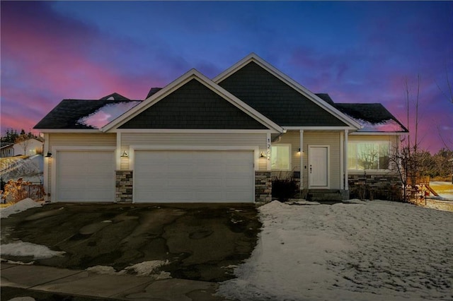 craftsman inspired home featuring a garage