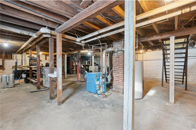 basement with gas water heater