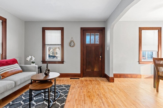 entryway featuring light hardwood / wood-style flooring and a healthy amount of sunlight