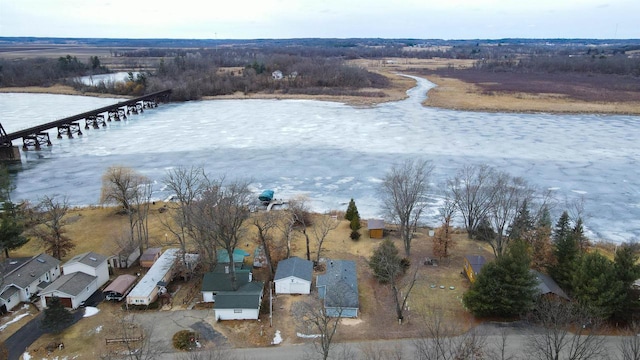 N3005 Lakeview Dr, Montello, WI 53949 - birds eye view of property featuring a water view