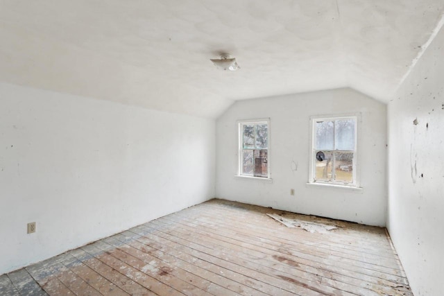 additional living space featuring vaulted ceiling and light hardwood / wood-style floors