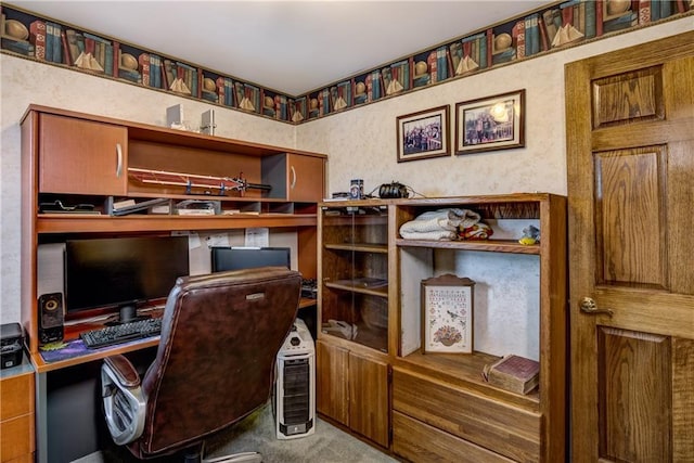 view of carpeted office space