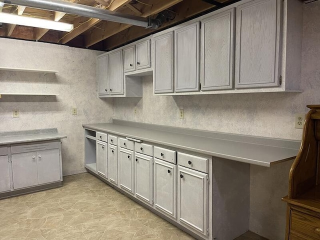 kitchen featuring gray cabinetry