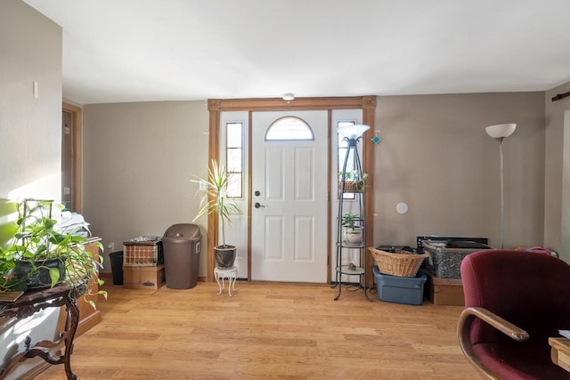 foyer with light wood-type flooring