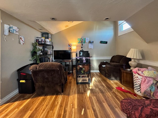 living room with hardwood / wood-style floors