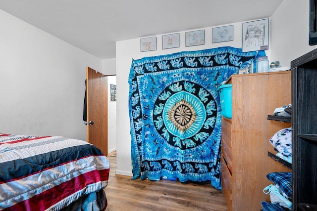 bedroom with hardwood / wood-style flooring