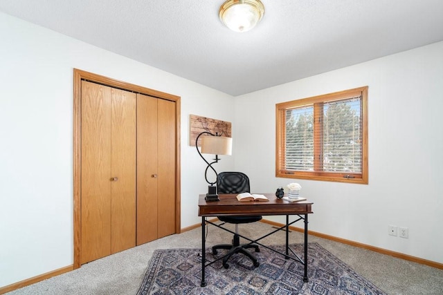 office featuring dark colored carpet