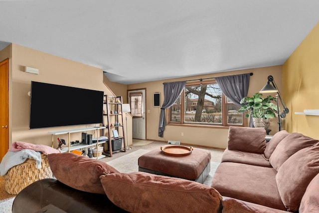 living room featuring carpet flooring