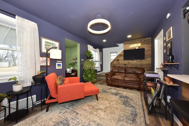 living room featuring hardwood / wood-style flooring