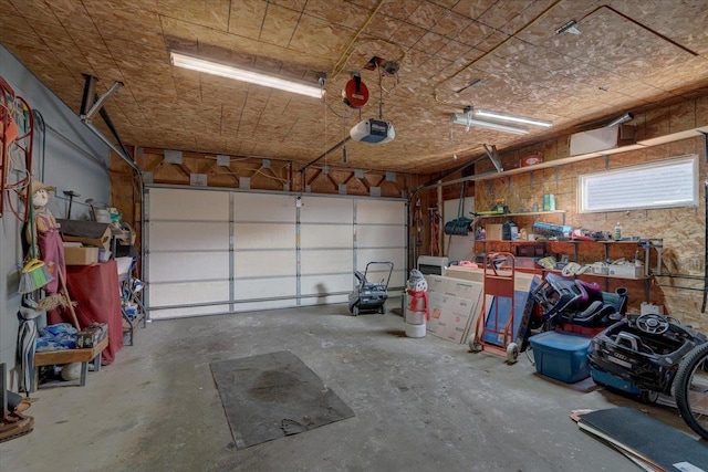 garage with a garage door opener