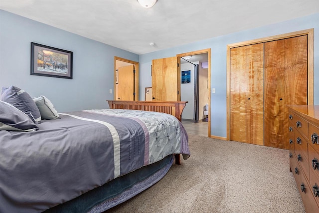 bedroom featuring carpet floors and a closet