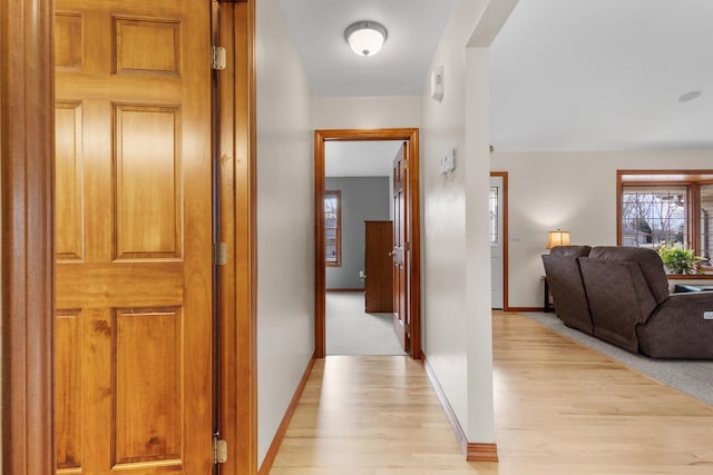 hall featuring light wood-type flooring